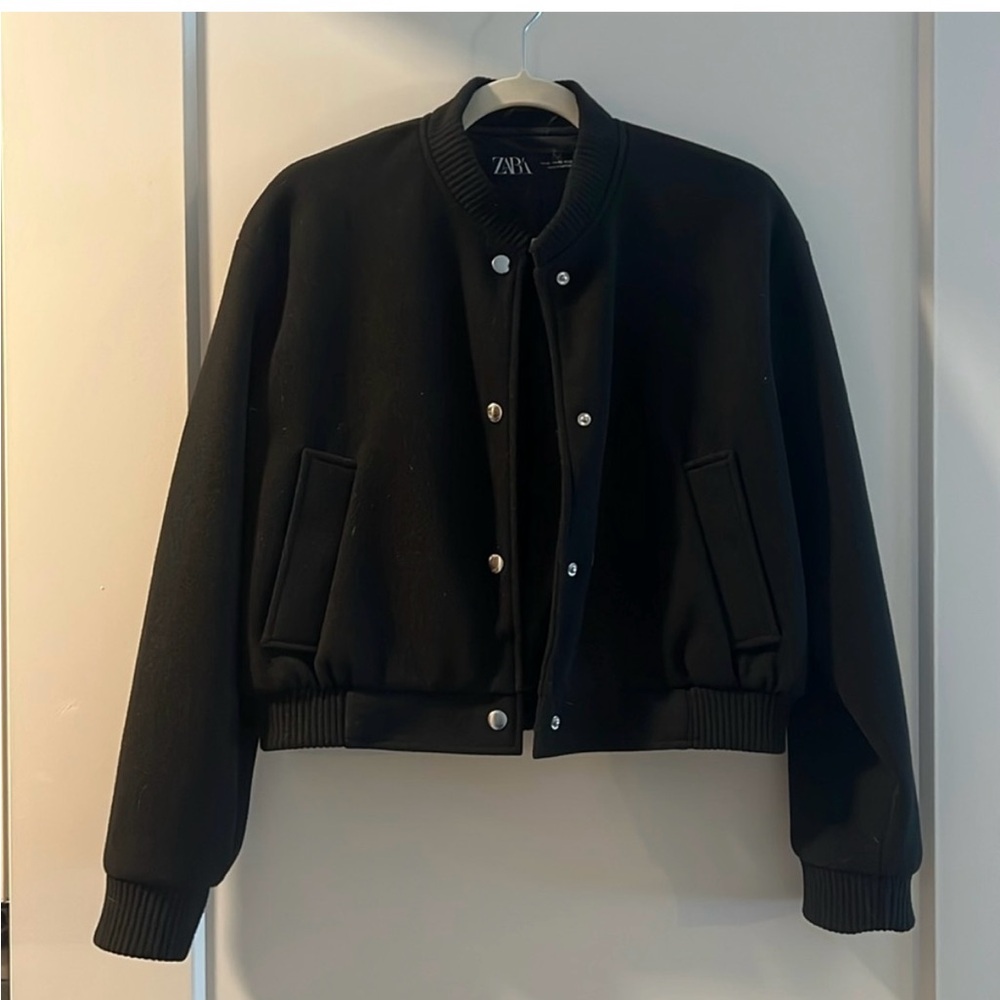 Zara Women's Classic Black Bomber Jacket
